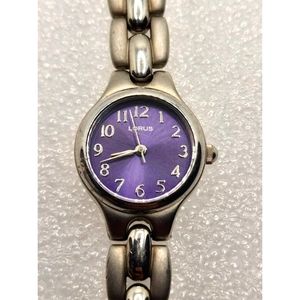LORUS 22mm Quartz watch 10mm beads of rice band stainless steel purple lavender